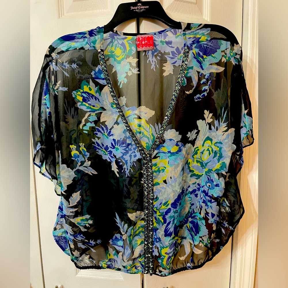 Free People Sheer Floral Top, Size S